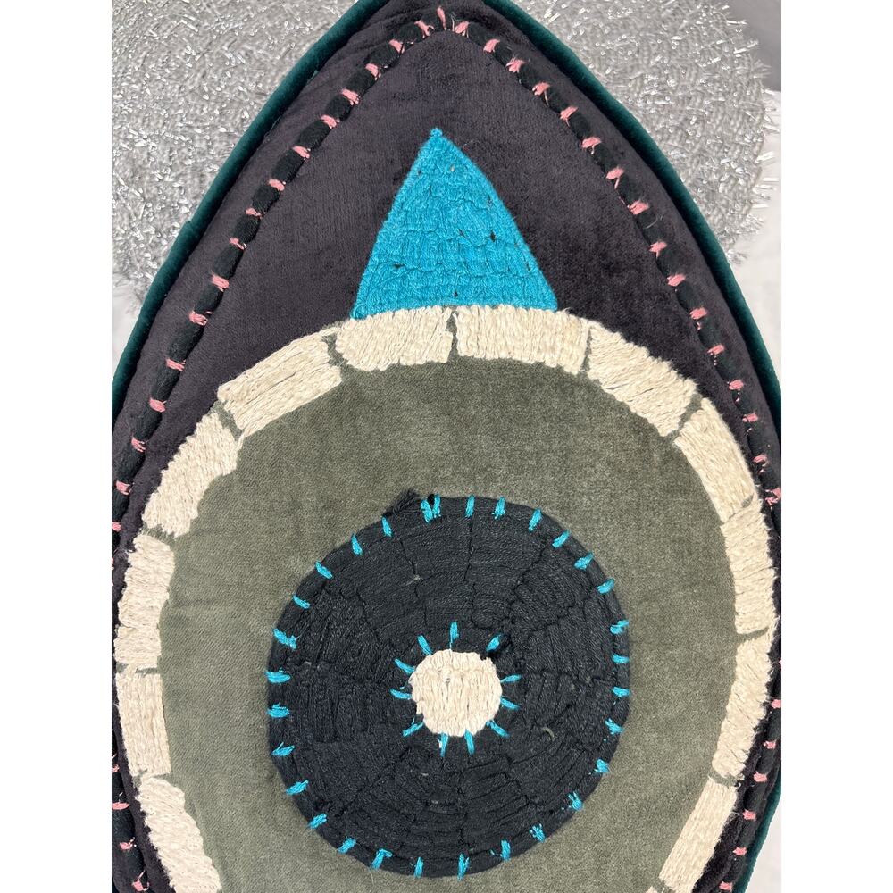 World Market Large Evil Eye Velvet Boho Decor Throw Pillow Sofa Pillow - Picture 3 of 6